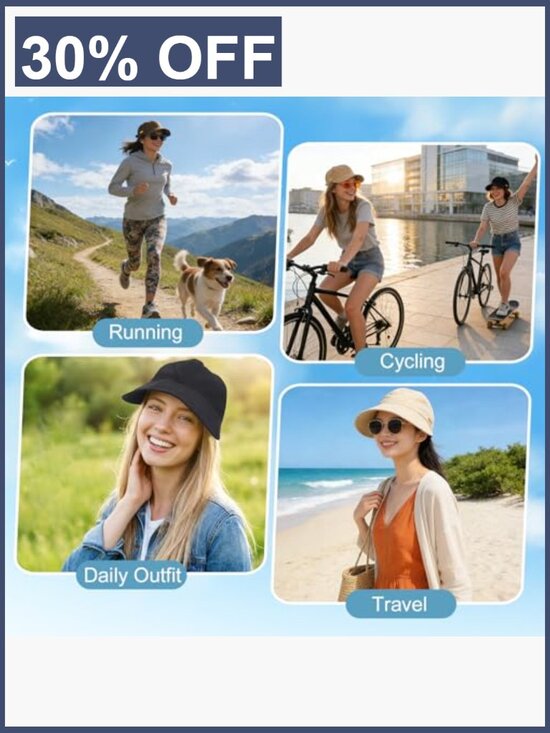 UPF 50+ Wide Brim Sun Hat Ponytail Breathable for Hiking Fishing Golf main image 7